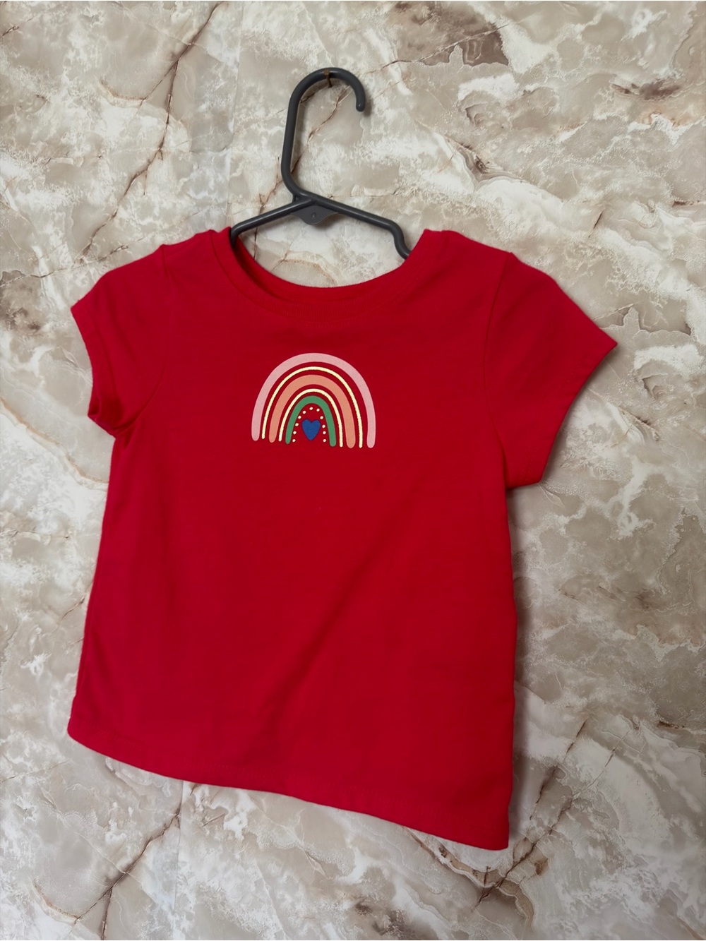 wonder nation Red Short Sleeve Tee with Rainbow Graphic